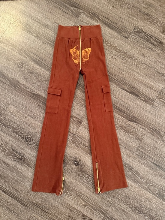 Tordrobes Pants - Tordrobes Brown Butterfly Signature U-Zip Pant